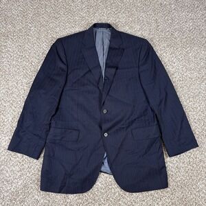 Jack‎ Victor Sport Coat Mens 40R Navy Pinstripe Two Button Wool Silk Zegna Cloth